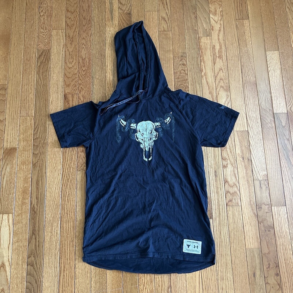 Under Armour Project Rock The Charged Cotton T Shirt Hoodie Black Men's Small